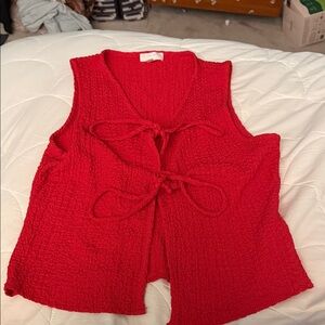 See You Monday Red Textured Top